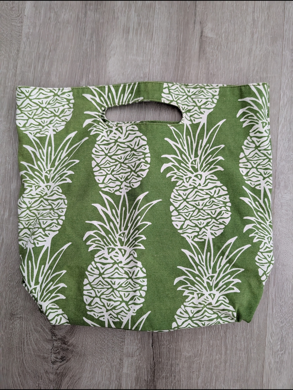Green Pineapple Print Canvas Tote Bag